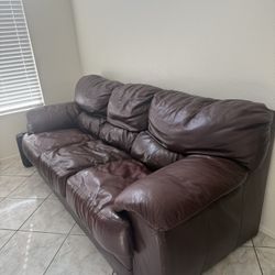Brown Leather Couch 