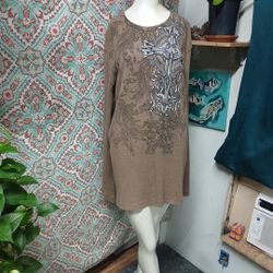 Vintage MMA Elite Brown Y2K Celtic Thermal Sweater, Size XL (Estimated)