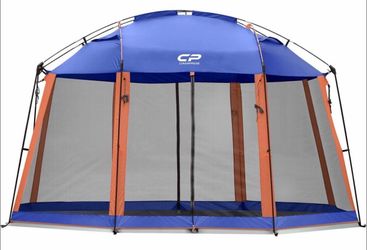 Screen House 13 x 13 Ft Screened Mesh Net Wall Canopy Tent Screen Shelter Gazebos for Patios Outdoor Camping Activities - Blue