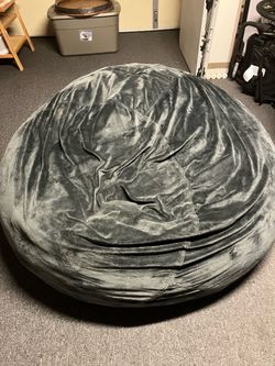 Large Gray Velvet Bean Bag Chair