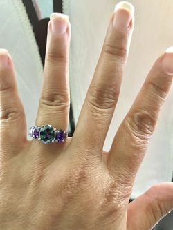 Genuine Mystic Topaz & Amethyst ring