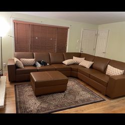 COSTCO Genuine Leather Modular Sectional Sofa Couch