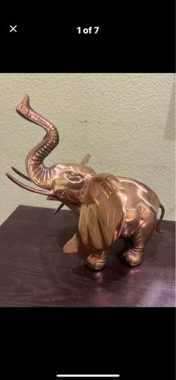 Vintage Solid Brass Large Elephant Statue11”x12”x9” 5.4 lb
