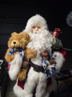 Vintage 4ft Santa Claus w bag of presents