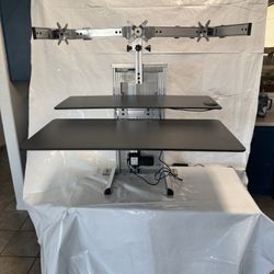 Innovative One Touch Electric Triple Monitor Standing Desk Converter – Premium Sit/Stand Workstation