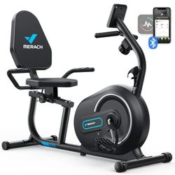 Recumbent Exercise Bike, MERACH S08 Indoor Stationary Bike with Magnetic Resistance, 8 Levels, Ergonomic Seat, Heart Rate Tracking,NEW