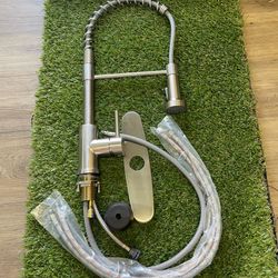 Kitchen Faucet with Pull Down Sprayer, Stainless Steel