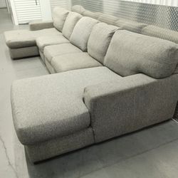Grey Oversized Double Chaise Sectional 