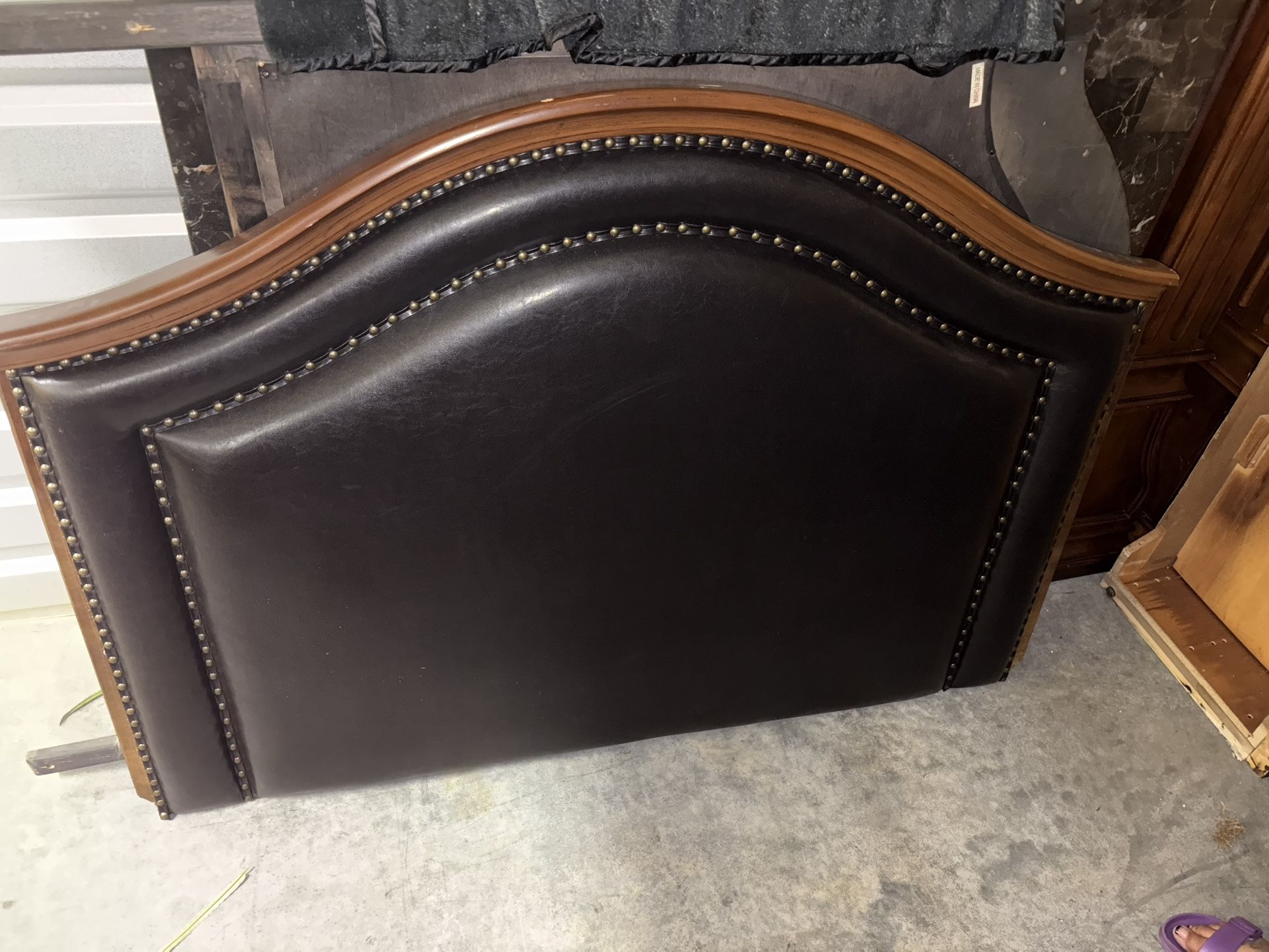 - Queen Canopy Bed w/ leather headboard & matching dresser w mirror