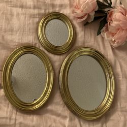 Home Interiors Oval Mirrors Vintage 3pc Set