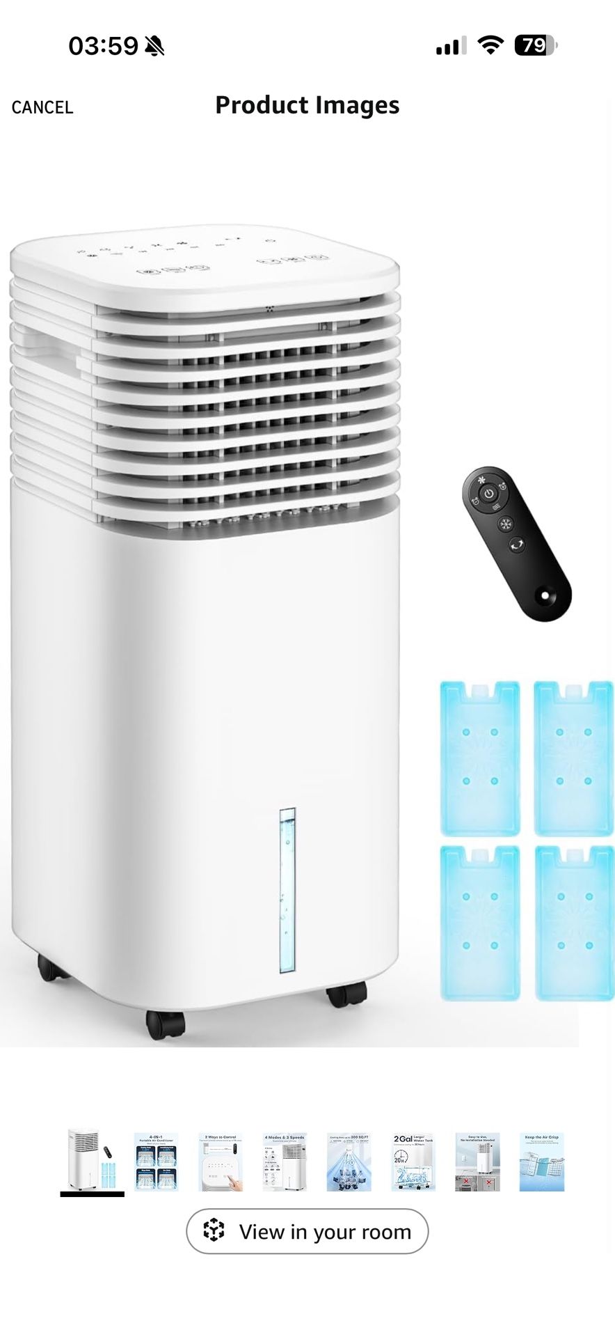 4-IN-1 Portable Air Conditioners, Evaporative Air Cooler w/ 4 Modes & 3 Speeds, 15H Timer for Smart Auto-off, 2-Gal Tank for 20H Cooling,17FT Remote,N