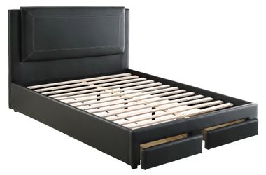 Queen Size black Tufted Bed with Orthopedic Mattress Included