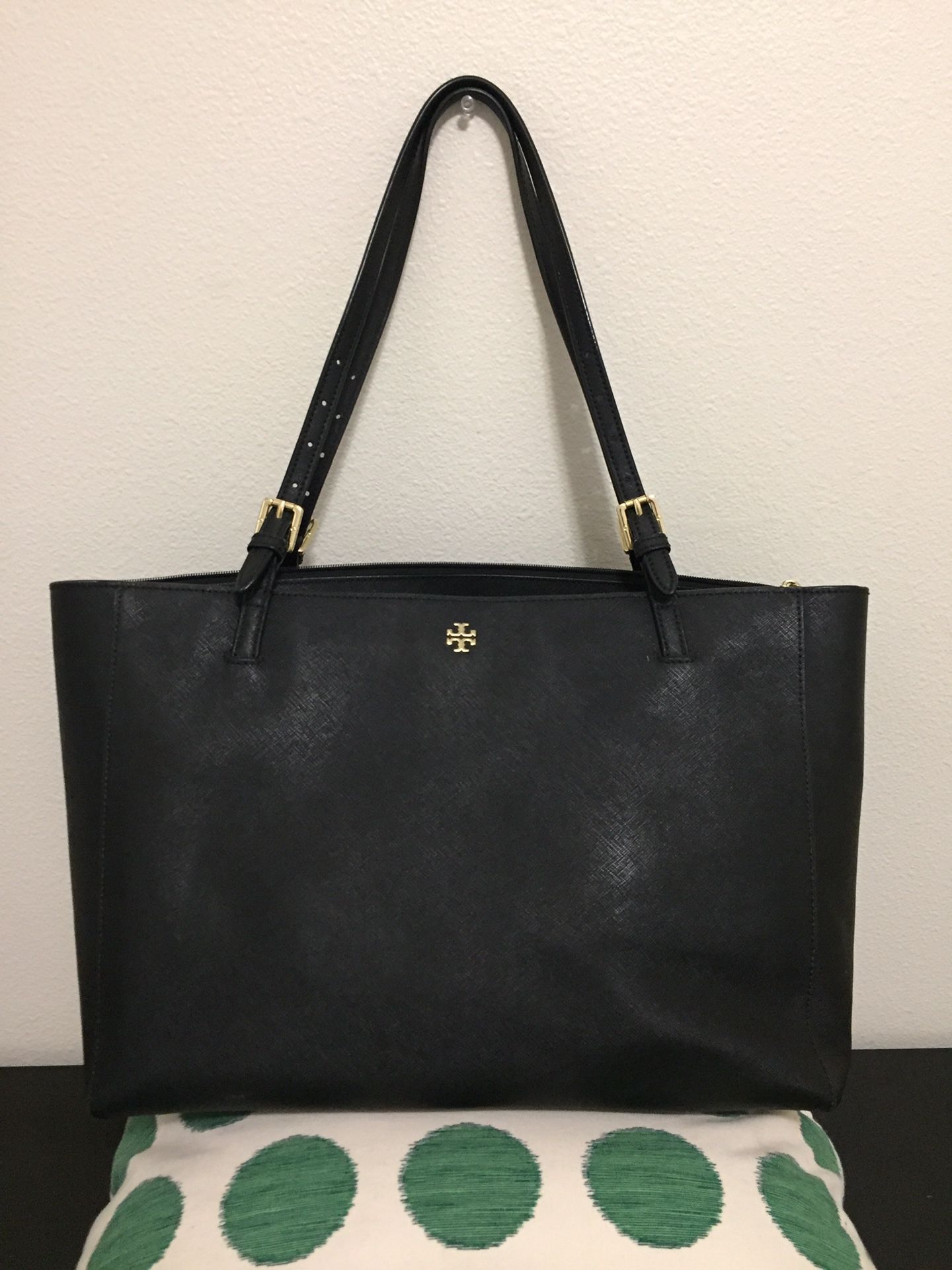 Tory Burch — Large Black, Buckled York Tote DUST BAG INCLUDED