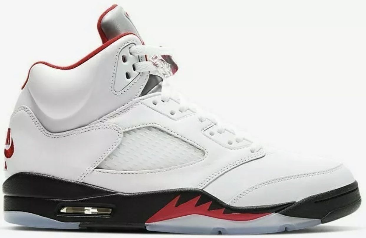 *New* Air Jordan 5 Retro Fire Red Silver Tongue (2020) Size 13 100% Authentic