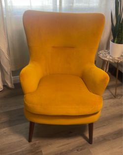 Mid-Century Modern  velvet wingback armchair