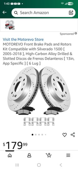 Front Brake Pads and Rotors Kit Compatible with Silverado 1500 [ 2005-2018 ], High-Carbon Alloy Drilled & Slotted Discos de Frenos Delanteros [ 13in,