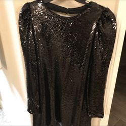 Aqua Sequin Black Dress Size Xs