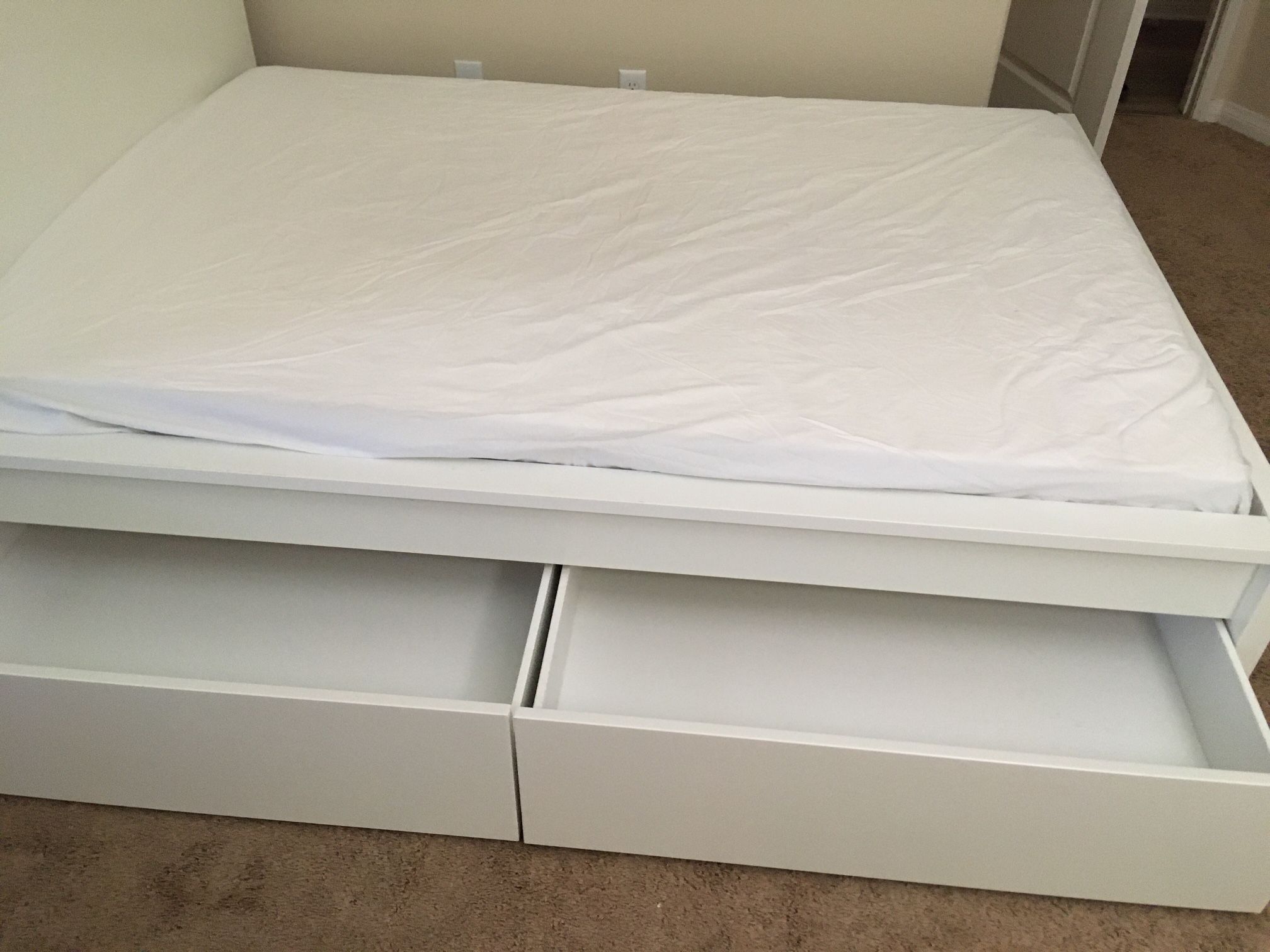Bed Frame Full Size IKEA W 2 Underbed Drawer Storage Excellent Condition 