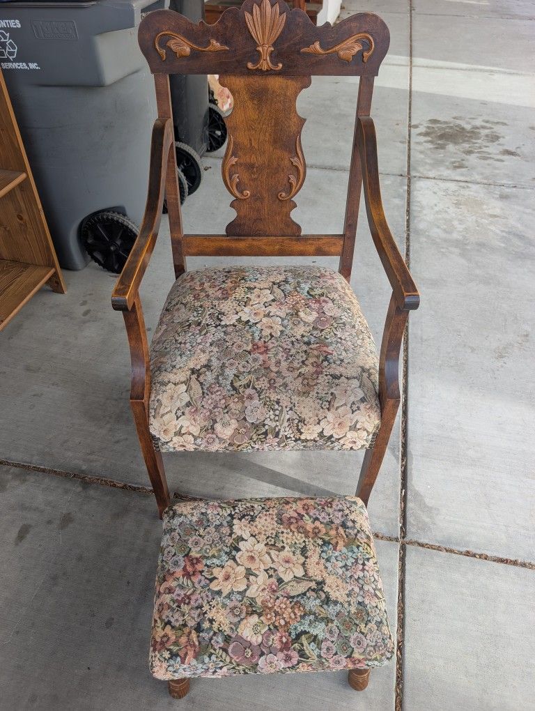 Vintage Chair With Footstool