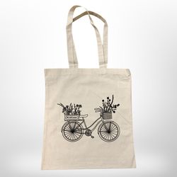 Tote Bag - Bicycle And Flowers 