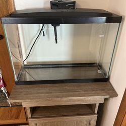 13g Aqueon Fish Tank w/LED Lighted Lid, Stand, & MORE
