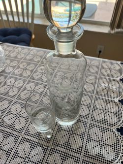 Beautiful floral decanter with matching glasses