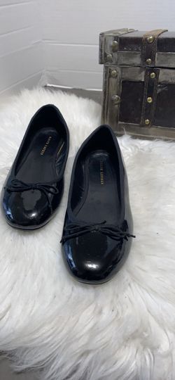 Ralph Lauren Black Leather Patent Ballet Flats Bow Size 4