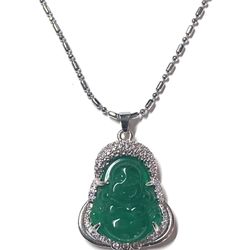 Jade jadeite bing happy Buddha luck smooth pendant necklace religious