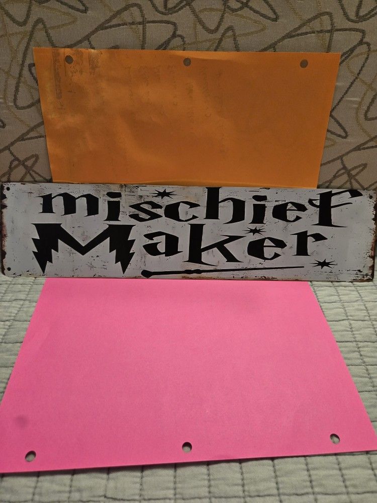Harry Potter Mischief Maker Sign Tin Rustic 16" X 4"