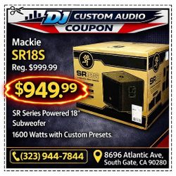 Mackie SR Series Powered Subwoofer 18" Bass Cabinet 1600 Watts SR18S🚨 Payment Options Available 🚨 No Credit Needed 🚨 