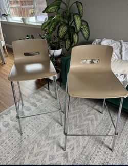 Allermuir 2 Bar Stools Chrome Frame