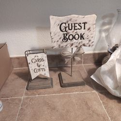 Cow Hide Guest Book And Gifts Signs