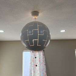Pendant lamp, white/copper color, 14 "