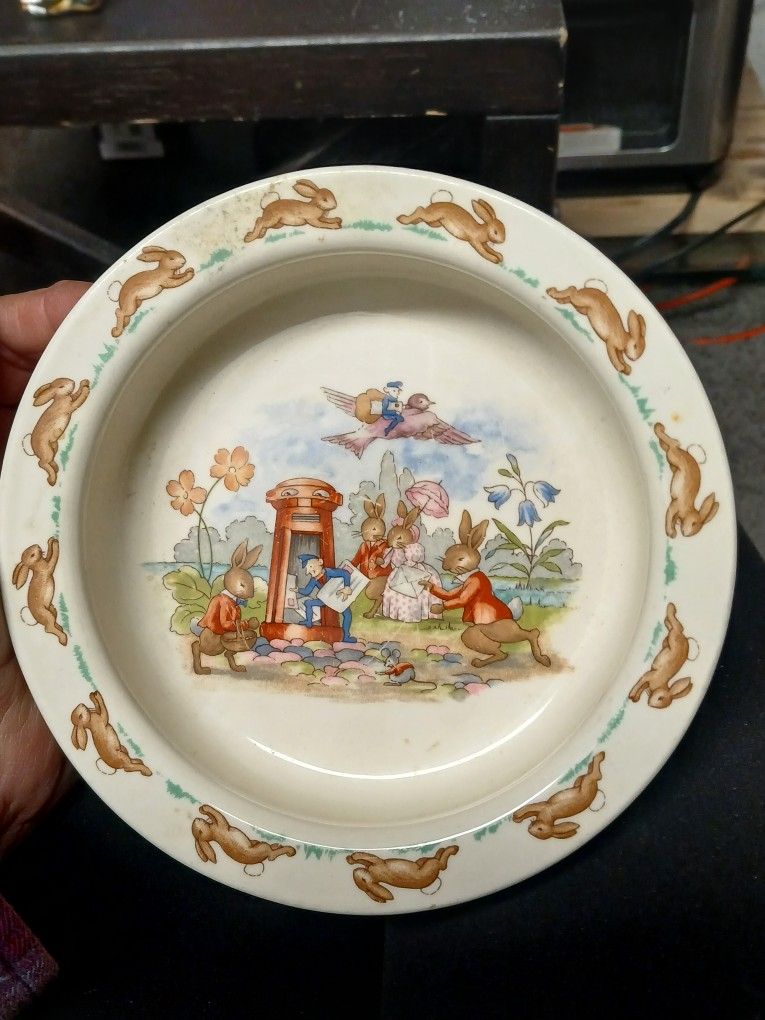Royal Doulton Bunnykins Child's Bone China Bowl 1936 Postman Post Box Mail