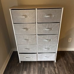 10-Drawer Fabric Dresser / Storage Organizer – Gray