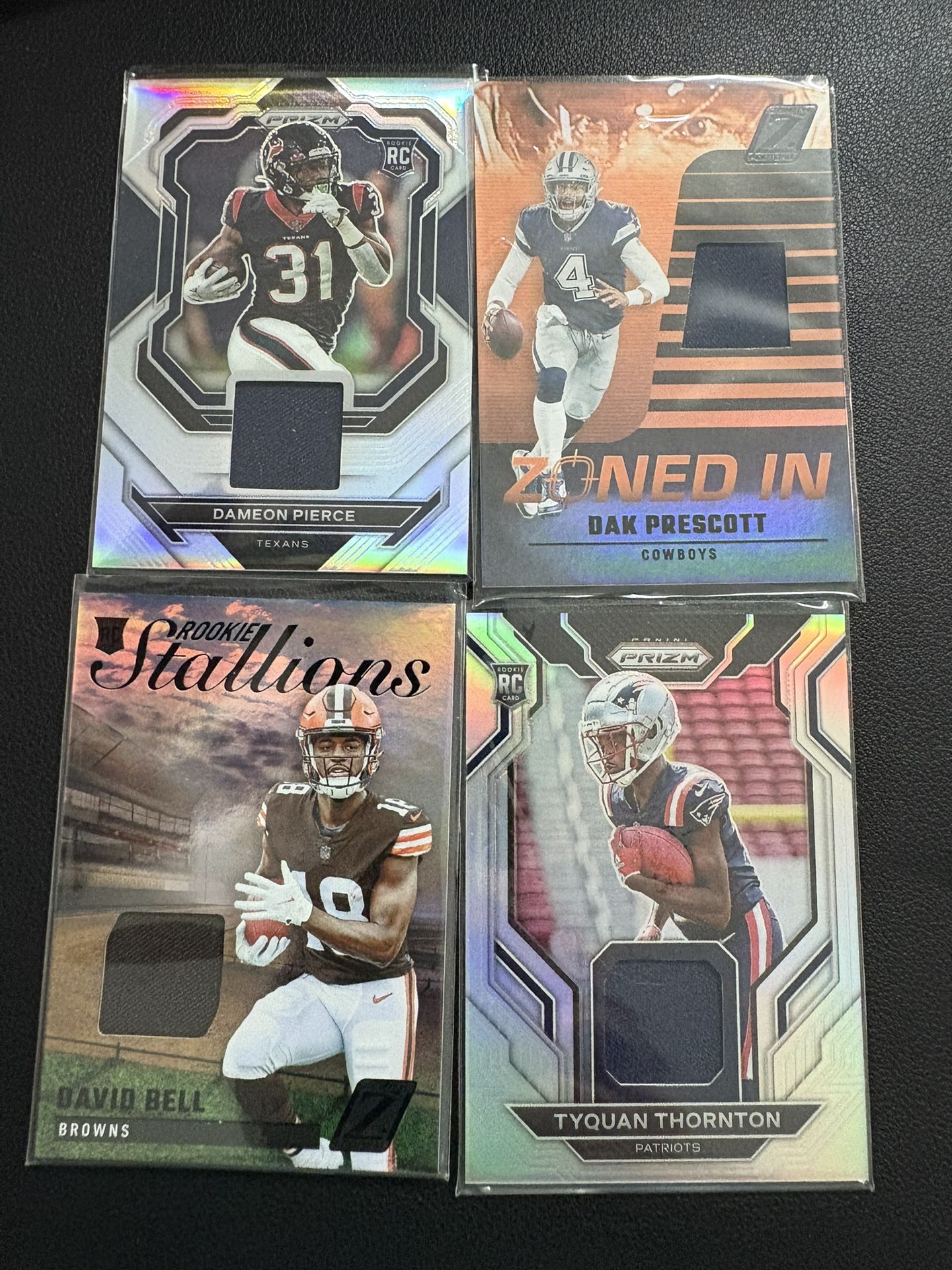 2022 Panini Memorabilia Cards Dak Prescott, David Bell, Dameon Pierce, Tyquan Thornton