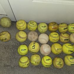 24 Used softballs 12 inch Rawlings Worth NCAA MacGregor Demarani Dudley Lexum