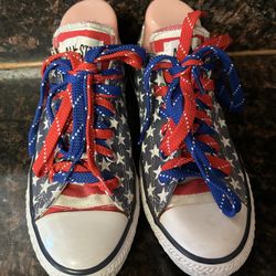 Converse White Stars Red Blu White Size 8.5