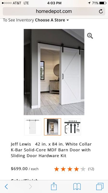 Jeff Lewis 42x84 barn door with kit