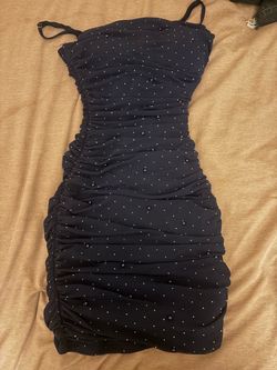 Navy blue mini rhinestone dress, size small.