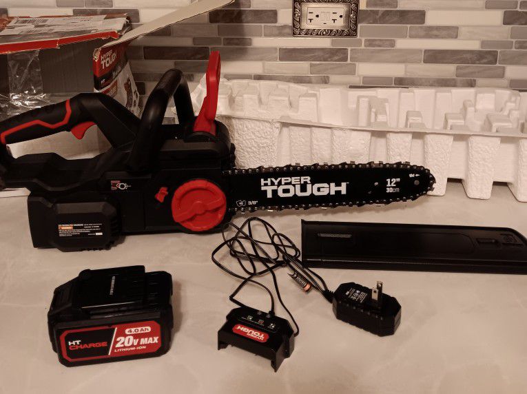 Hypertough Cordless Chainsaw 12" Brushless Battery And Charger Included 
