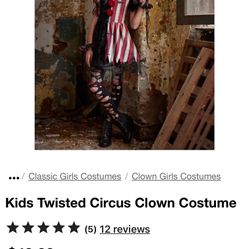Spirit Twisted Clown Child Costume Size Small 6-7