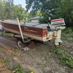Fishing Boat W/25hp Motor /Trailer And Replacement Parts Motor