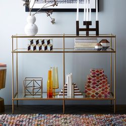 West Elm Brass and Glass Console Table