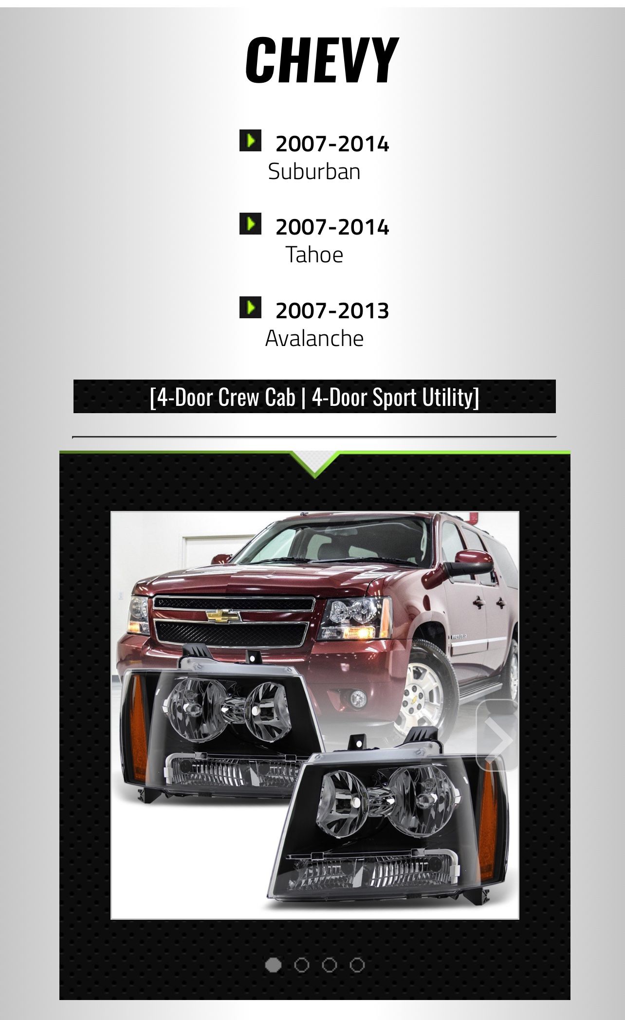 Headlights Lights 07-14 Headlamps Tahoe Suburban Avalanche
