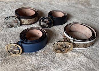 450 GUCCI 4 genuine belts leather sizes 85 or 34 90 or 36 brown black beige blue