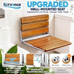 *NEW* 20" Folding Teak Shower Seat Wall Mounted