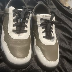Rockport Men’s Black & White Leather Sneakers Size 8