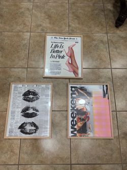 Set of three framed poster for  bedroom decor each $7