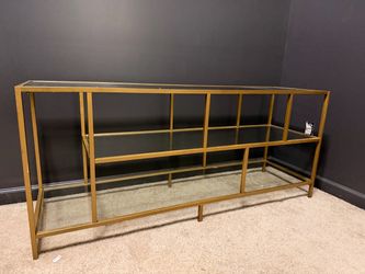 Gold Metal and Glass Shelving Unit
